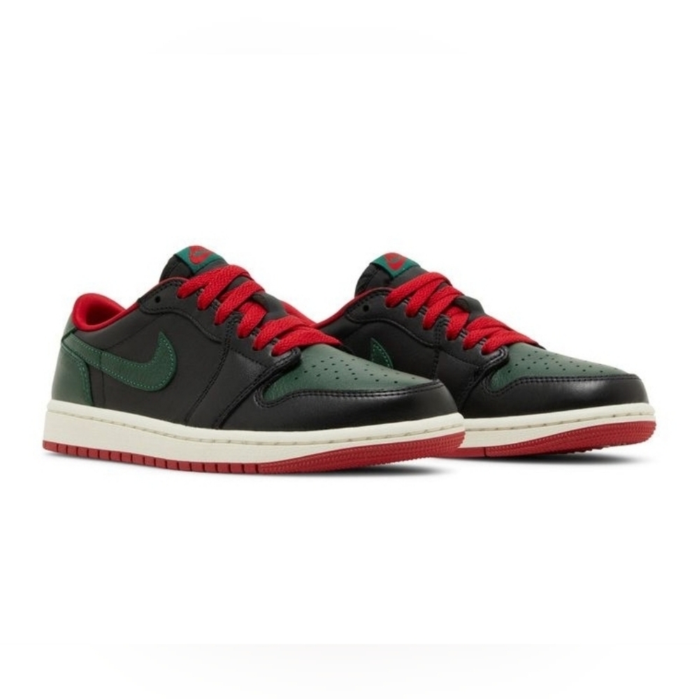 Nike AIR Jordan 1 Retro Low Black and Green Sneakers Womans Sz 7 NIB
